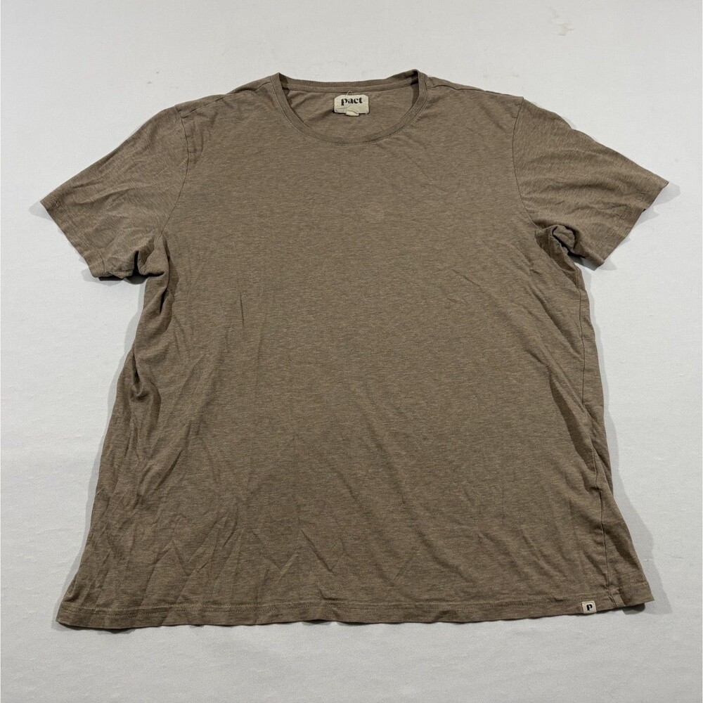 Pact Mens Brown Essential Crewneck Tee T-shirt Organic Basic Cotton Casual Sz L